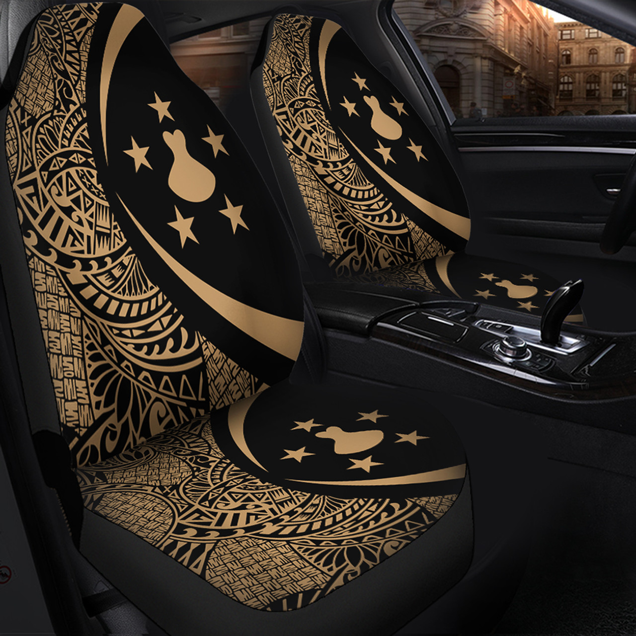 Austral Islands Car Seat Covers Lauhala Gold Circle Style