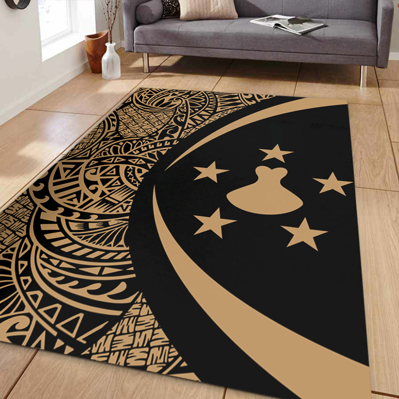 Austral Islands Area Rug Lauhala Gold Circle Style