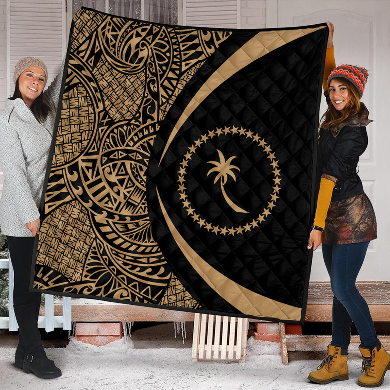 Chuuk Premium Quilt Lauhala Gold Circle Style