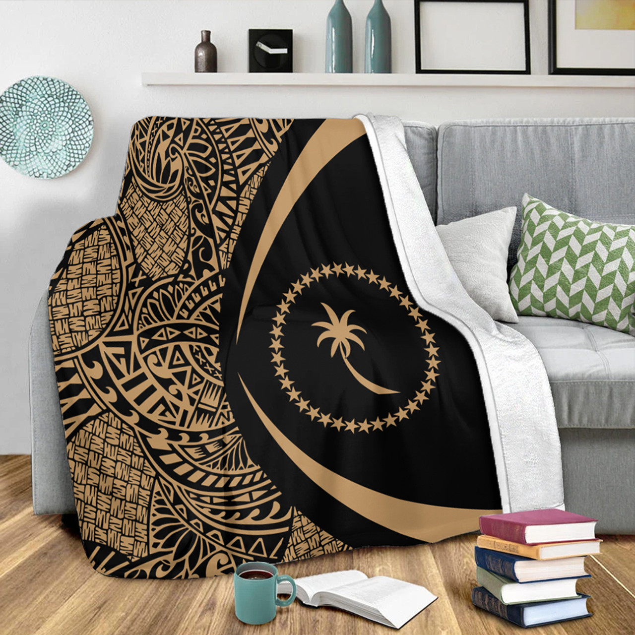 Chuuk Premium Blanket Lauhala Gold Circle Style