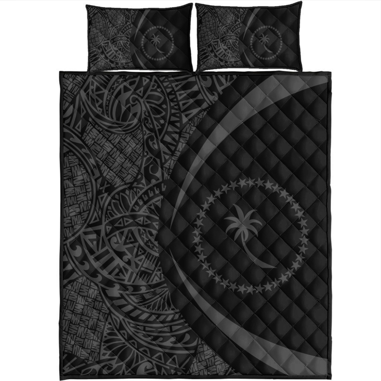 Chuuk Quilt Bed Set Lauhala Gray Circle Style
