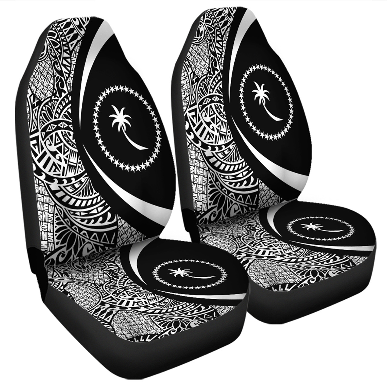 Chuuk Car Seat Covers Lauhala White Circle Style