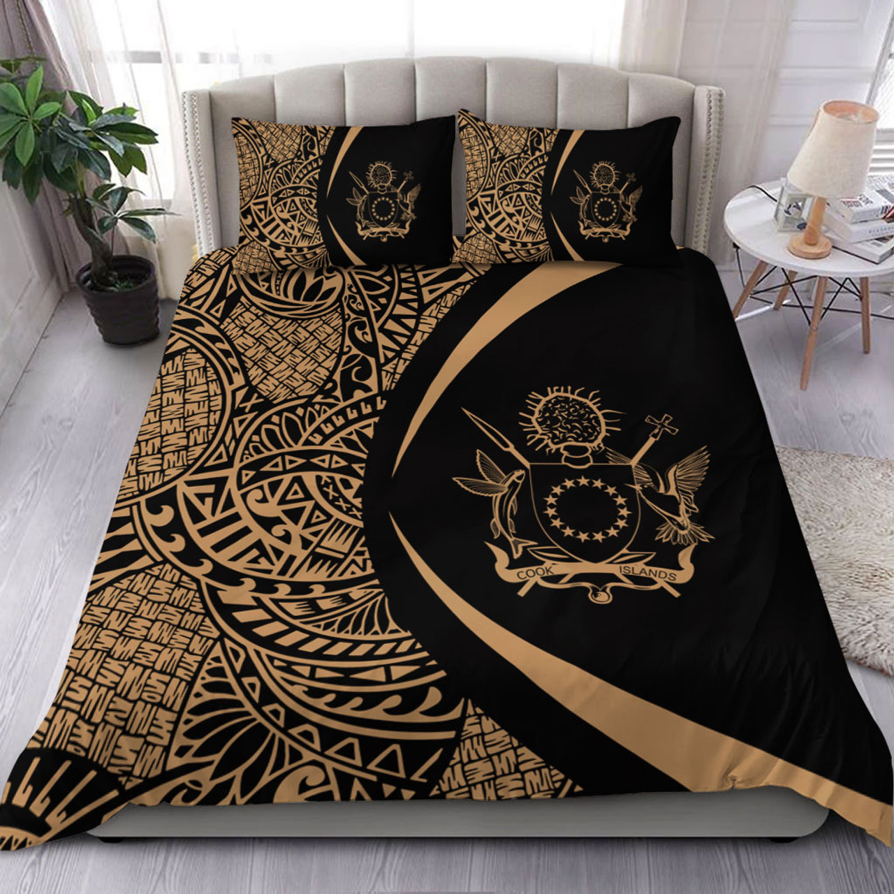 Cook Islands Bedding Set Lauhala Gold Circle Style