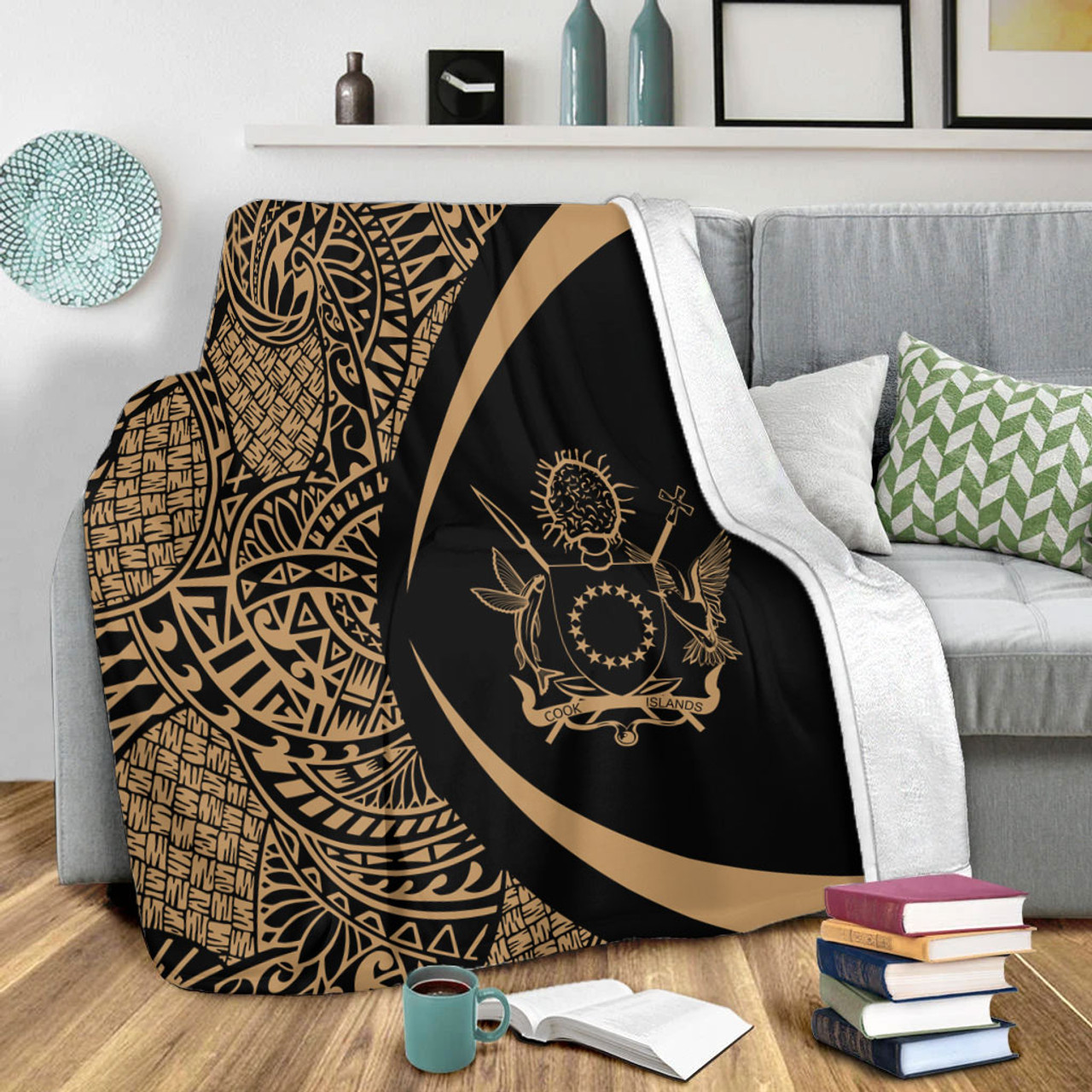 Cook Islands Premium Blanket Lauhala Gold Circle Style