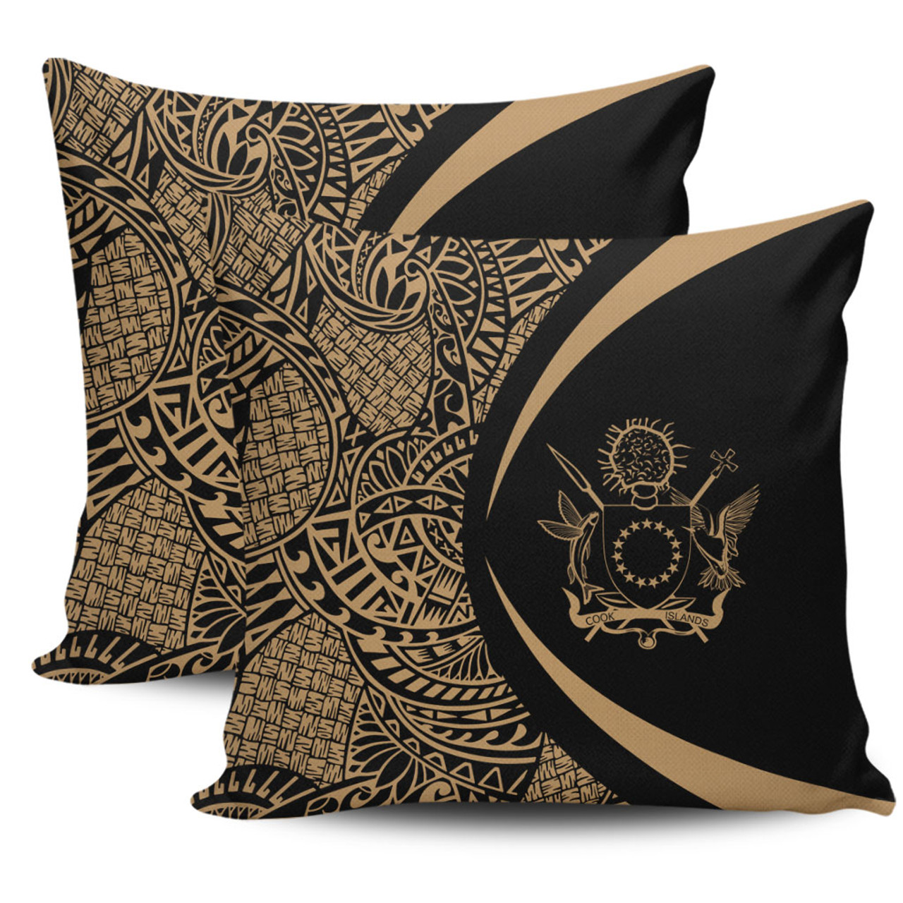 Cook Islands Pillow Cover Lauhala Gold Circle Style