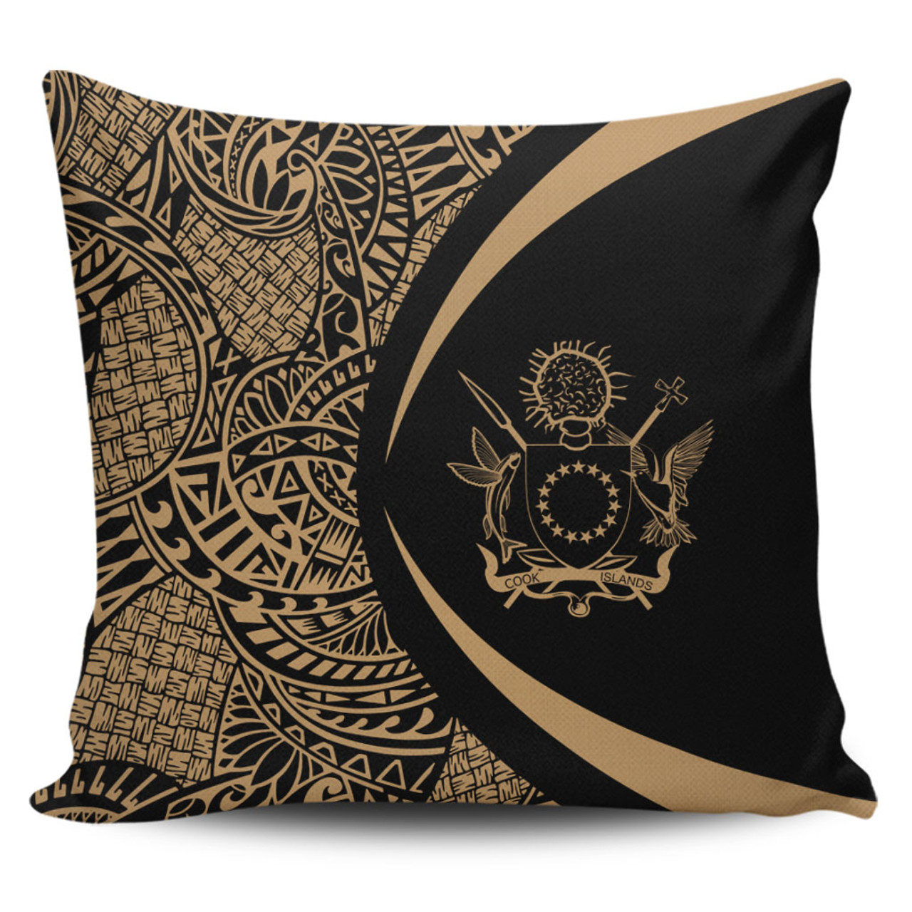 Cook Islands Pillow Cover Lauhala Gold Circle Style