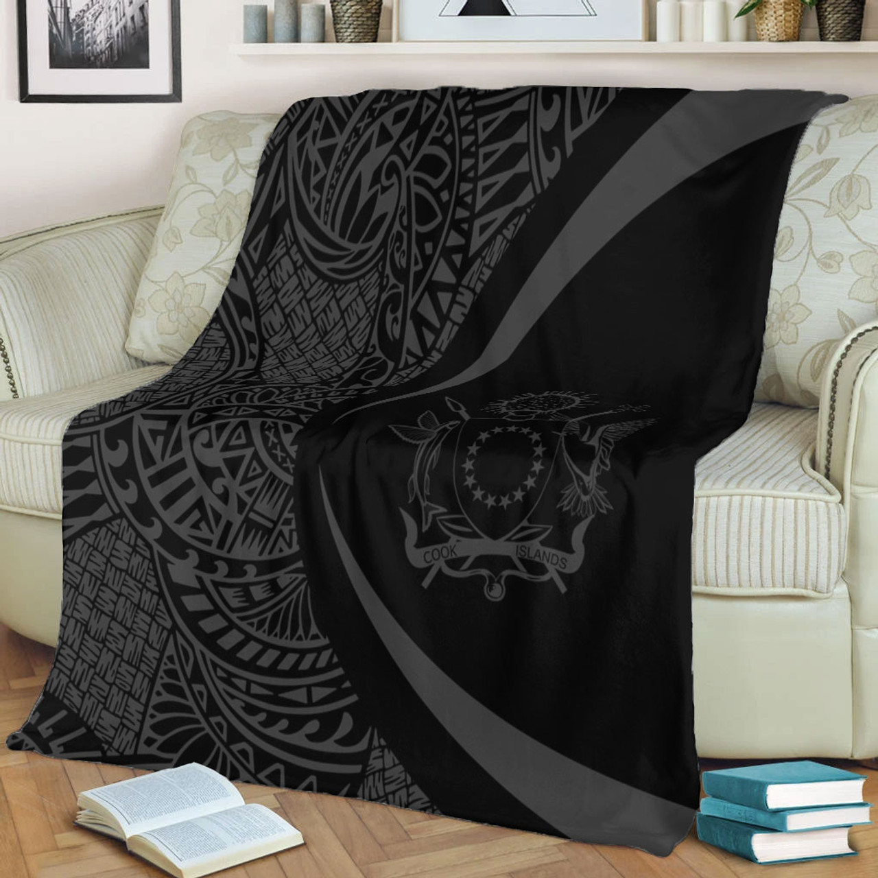 Cook Islands Premium Blanket Lauhala Gray Circle Style