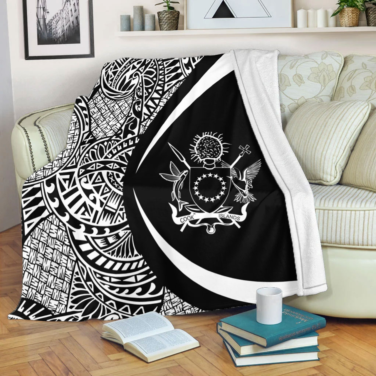 Cook Islands Premium Blanket Lauhala White Circle Style