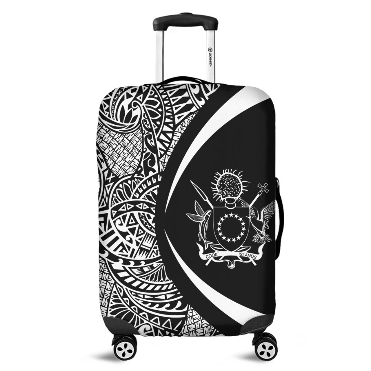 Cook Islands Luggage Cover Lauhala White Circle Style