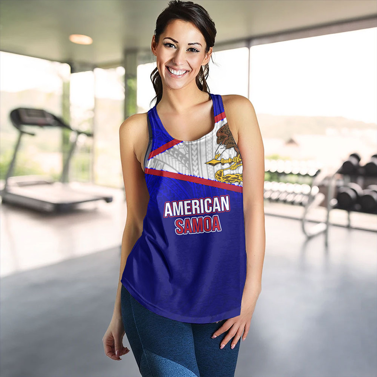 American Samoa Women Tank - American Samoa Flag Color With Traditional Patterns