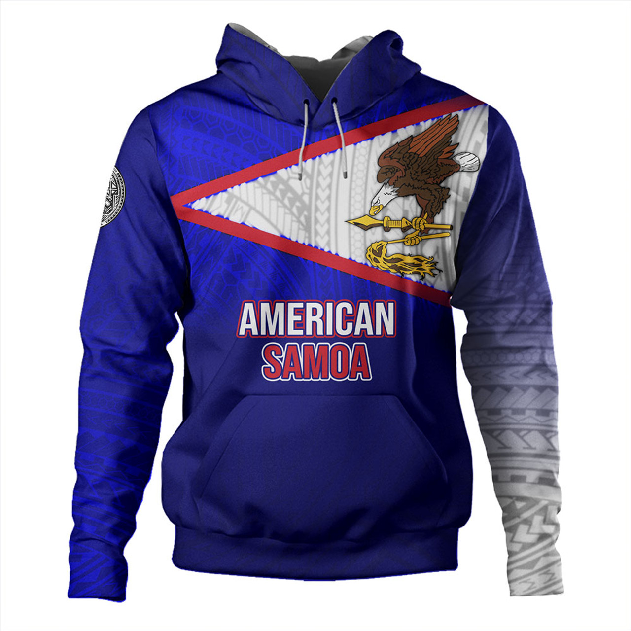 American Samoa Hoodie - American Samoa Flag Color With Traditional Patterns