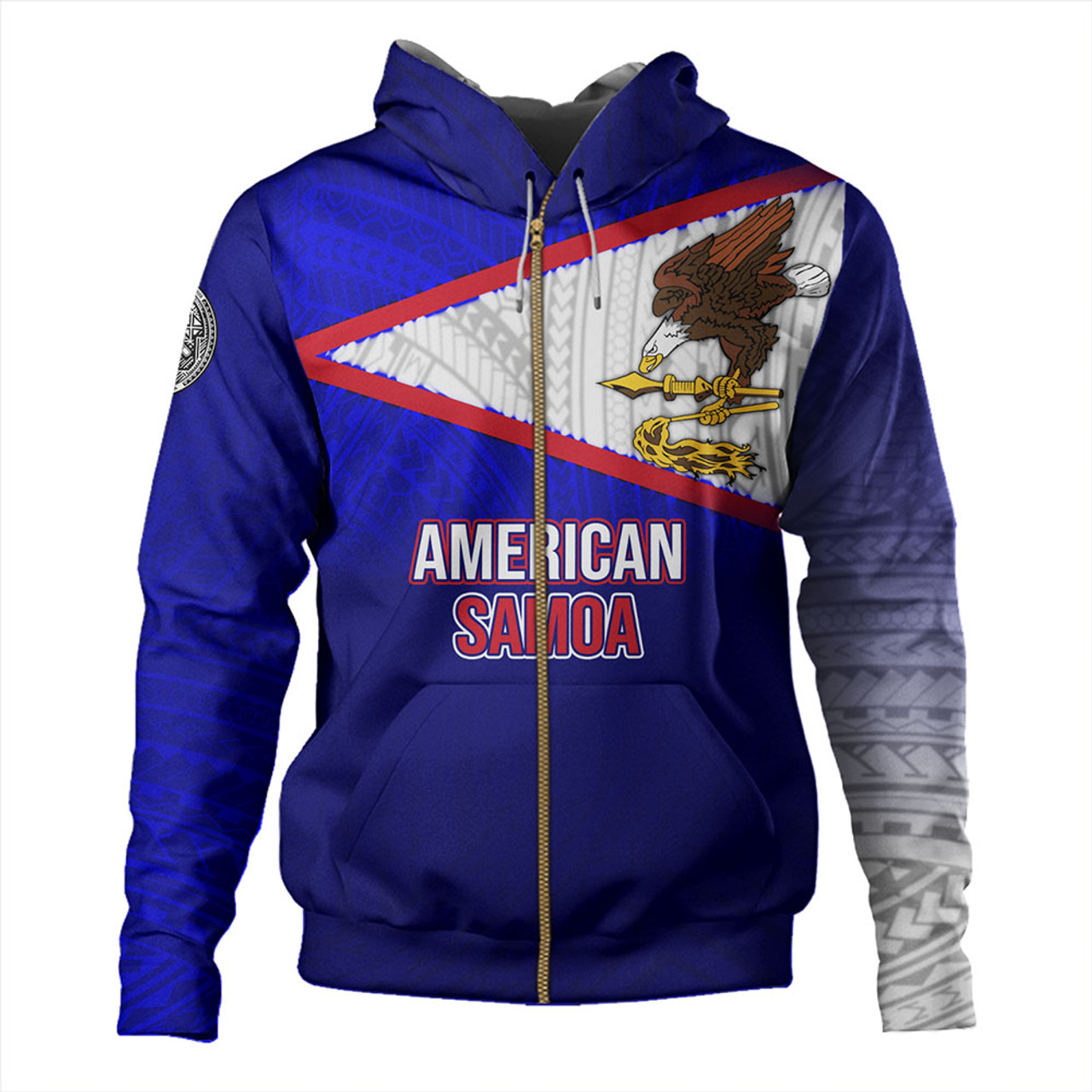 American Samoa Hoodie - American Samoa Flag Color With Traditional Patterns