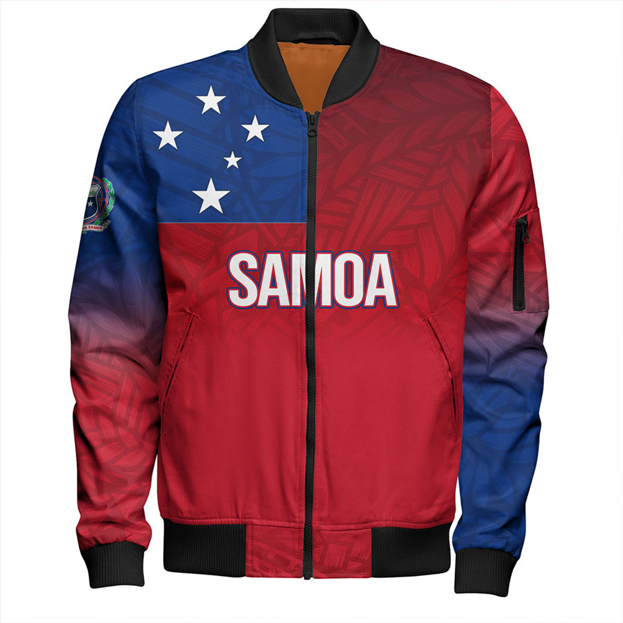 Samoa Bomber Jacket Samoa Flag Color With Traditional Patterns