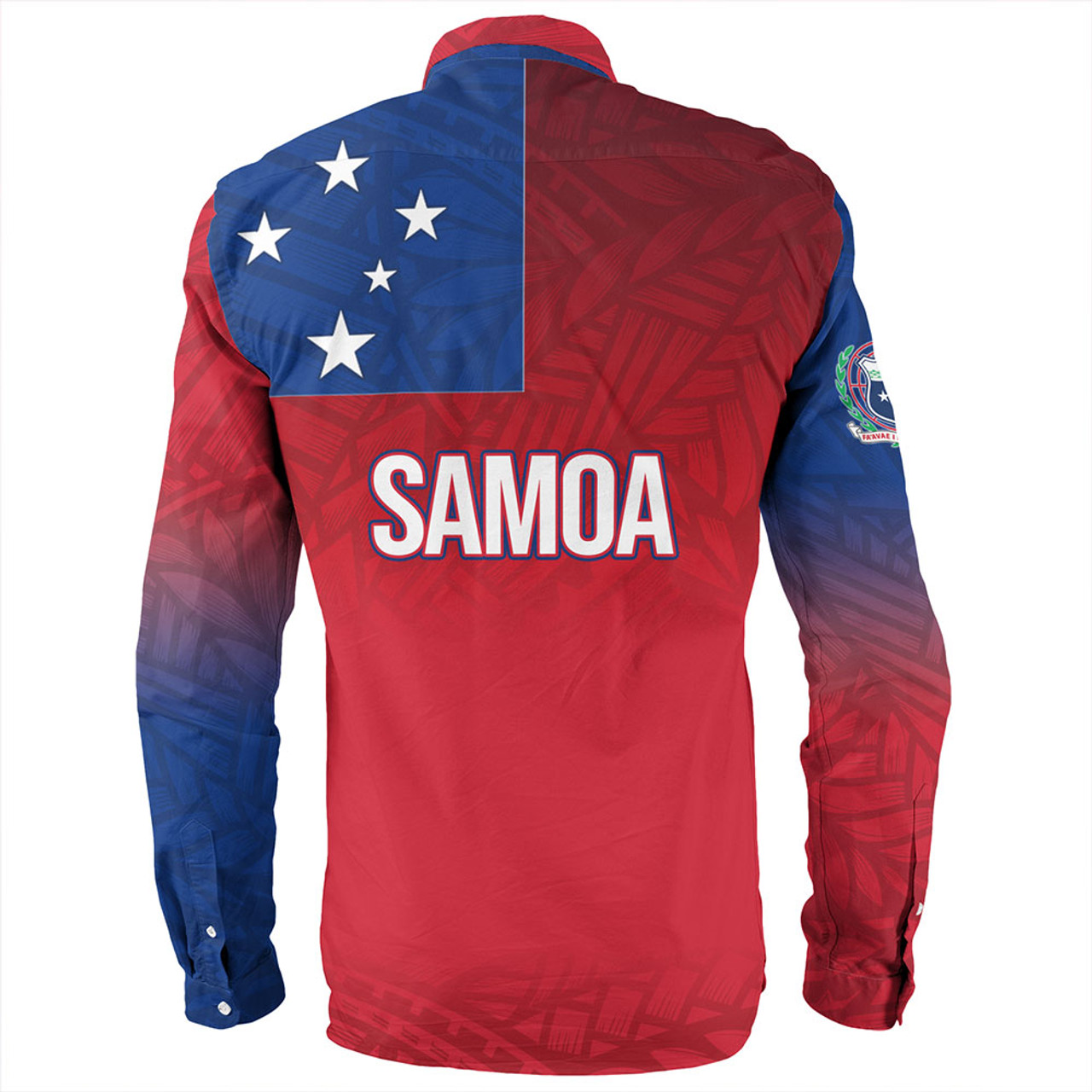 Samoa Long Sleeve Shirt - Samoa Flag Color With Traditional Patterns