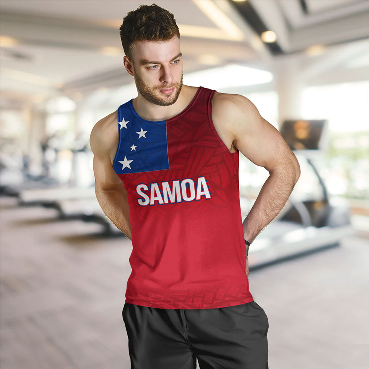 Samoa Tank Top - Samoa Flag Color With Traditional Patterns