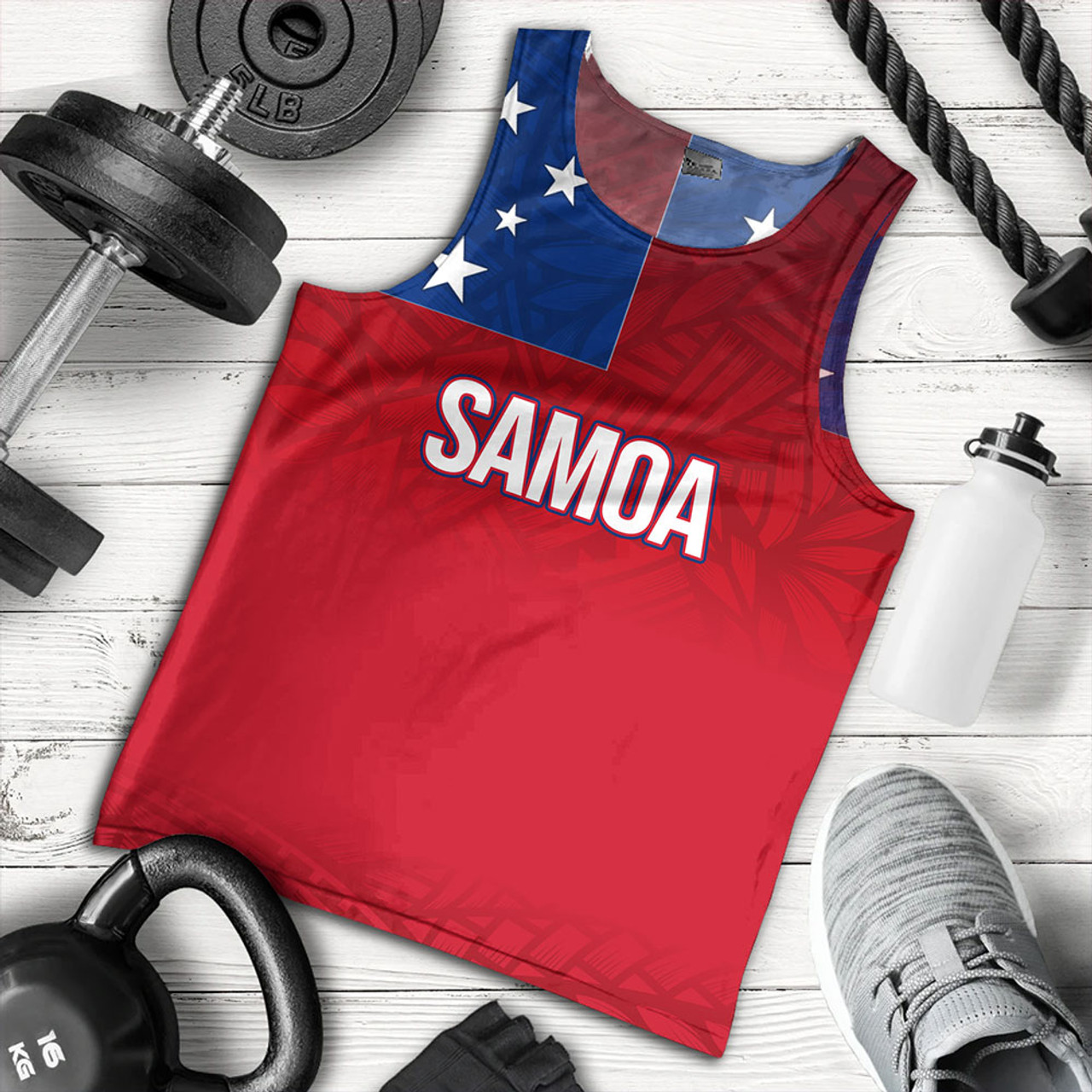 Samoa Tank Top - Samoa Flag Color With Traditional Patterns