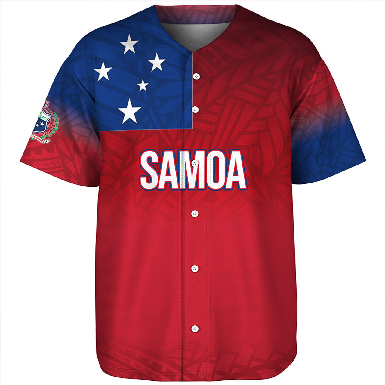 Samoa Baseball Shirt - Samoa Flag Color With Traditional Patterns