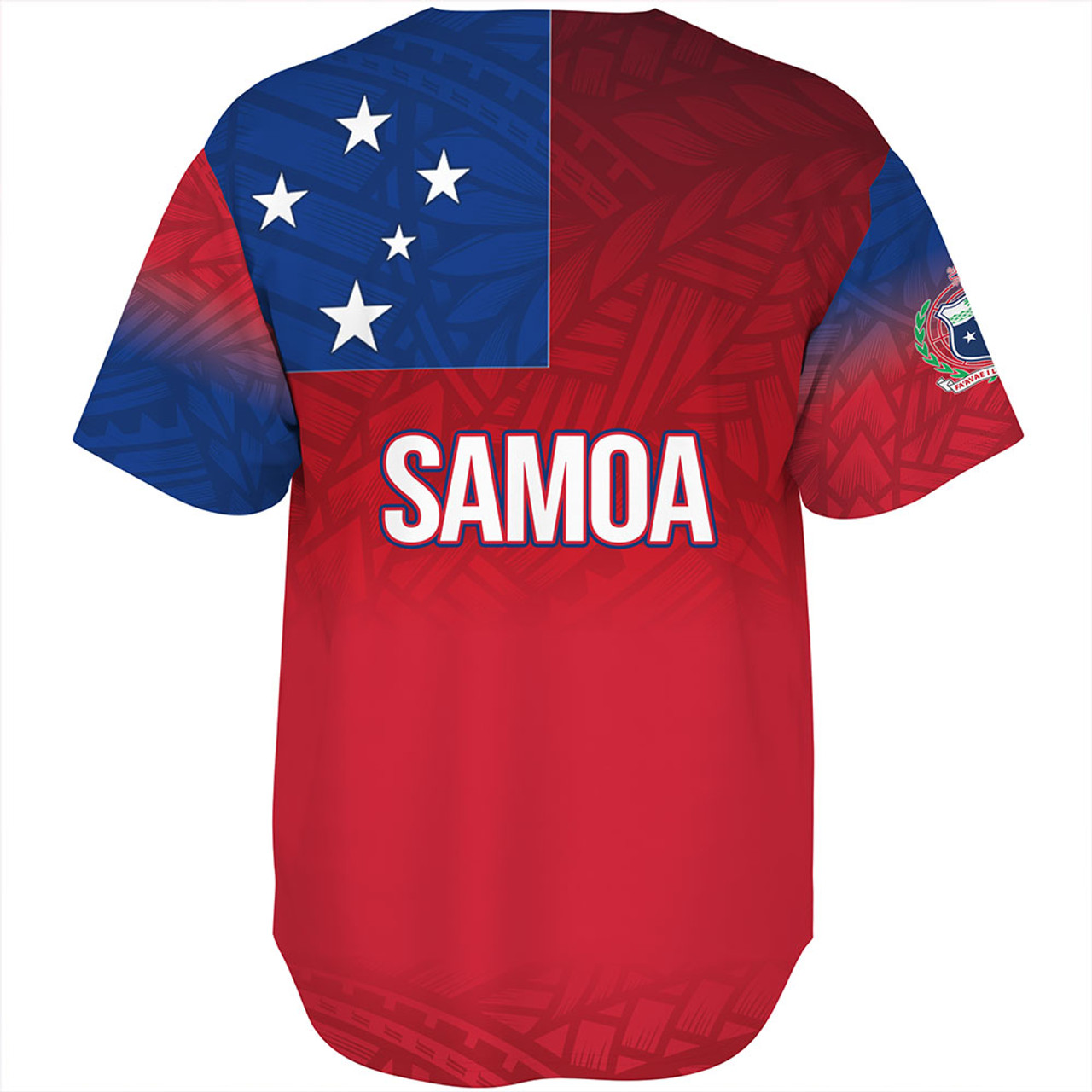 Samoa Baseball Shirt - Samoa Flag Color With Traditional Patterns