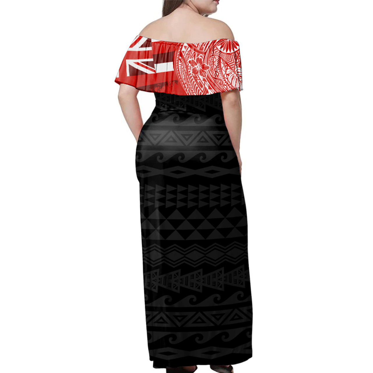 Hawaii Woman Off Shoulder Long Dress Admiral Arthur W. Radford High School With Crest Style