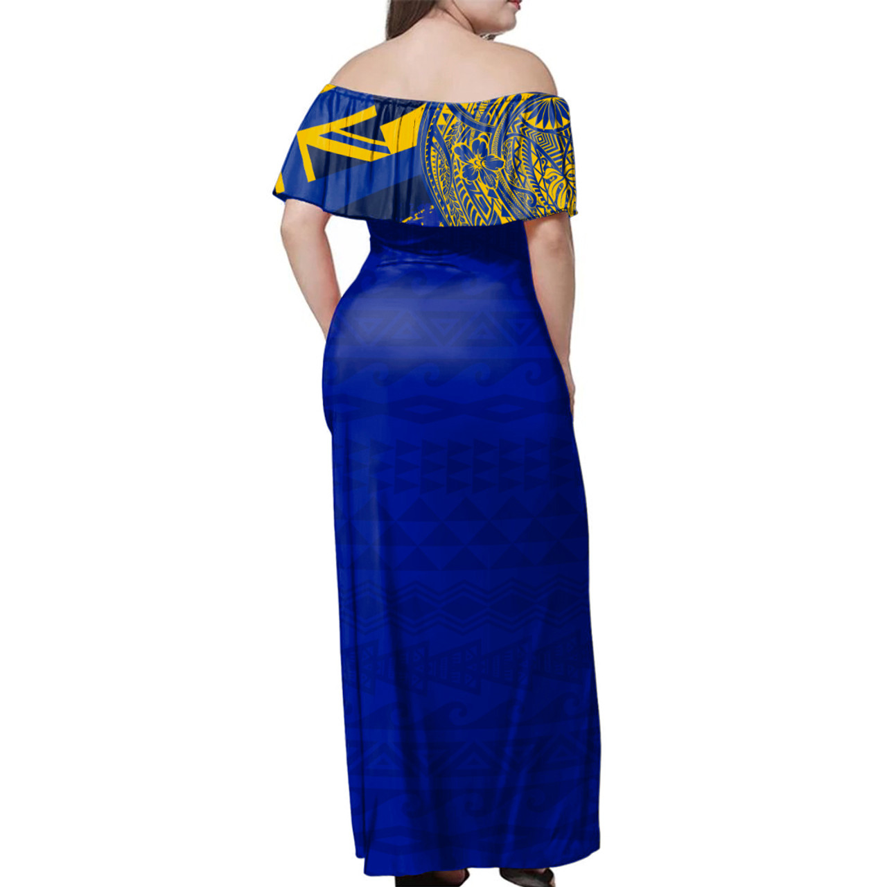 Hawaii Woman Off Shoulder Long Dress Henry J. Kaiser High School (Hawaii) With Crest Style