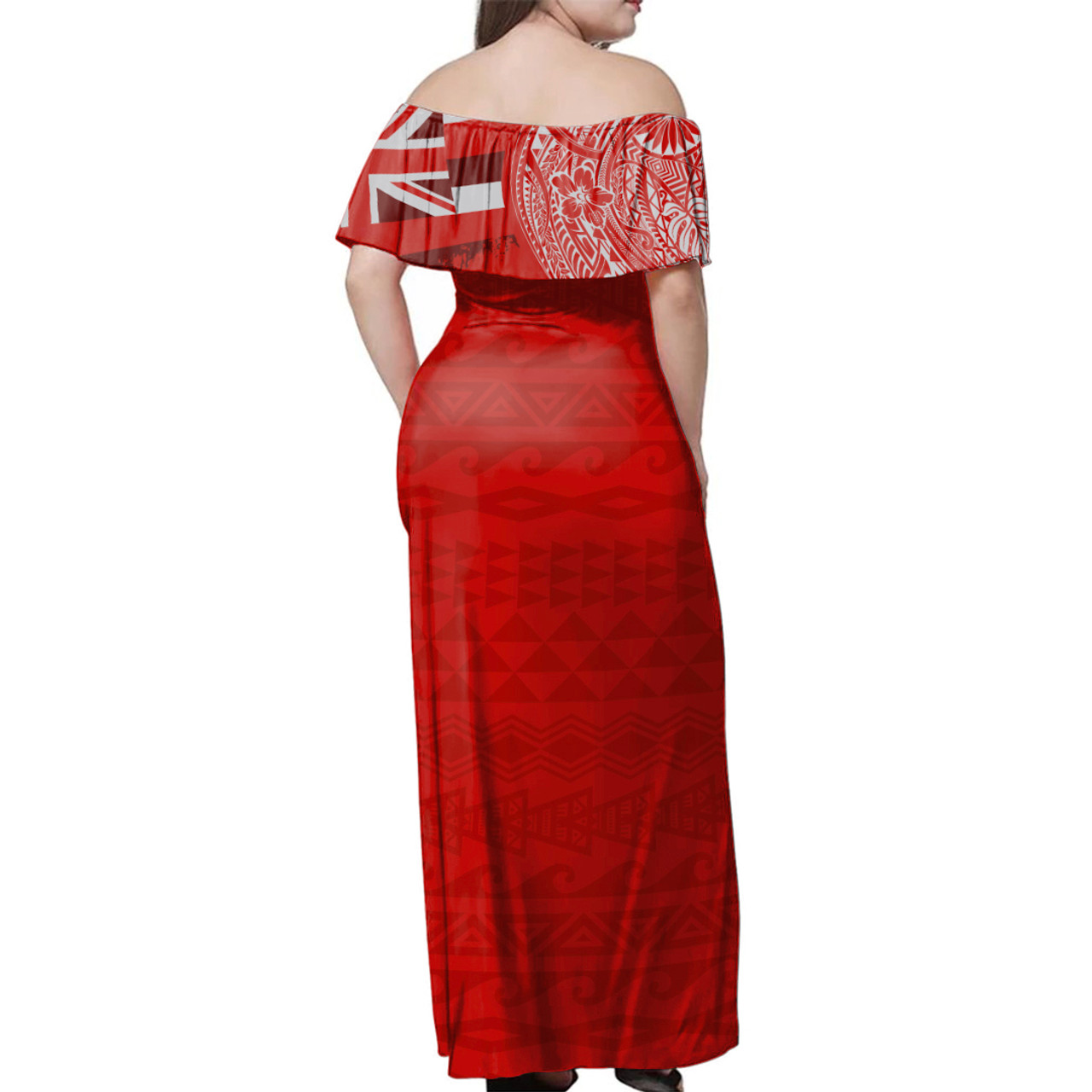 Hawaii Woman Off Shoulder Long Dress Waialua High and Intermediate School With Crest Style