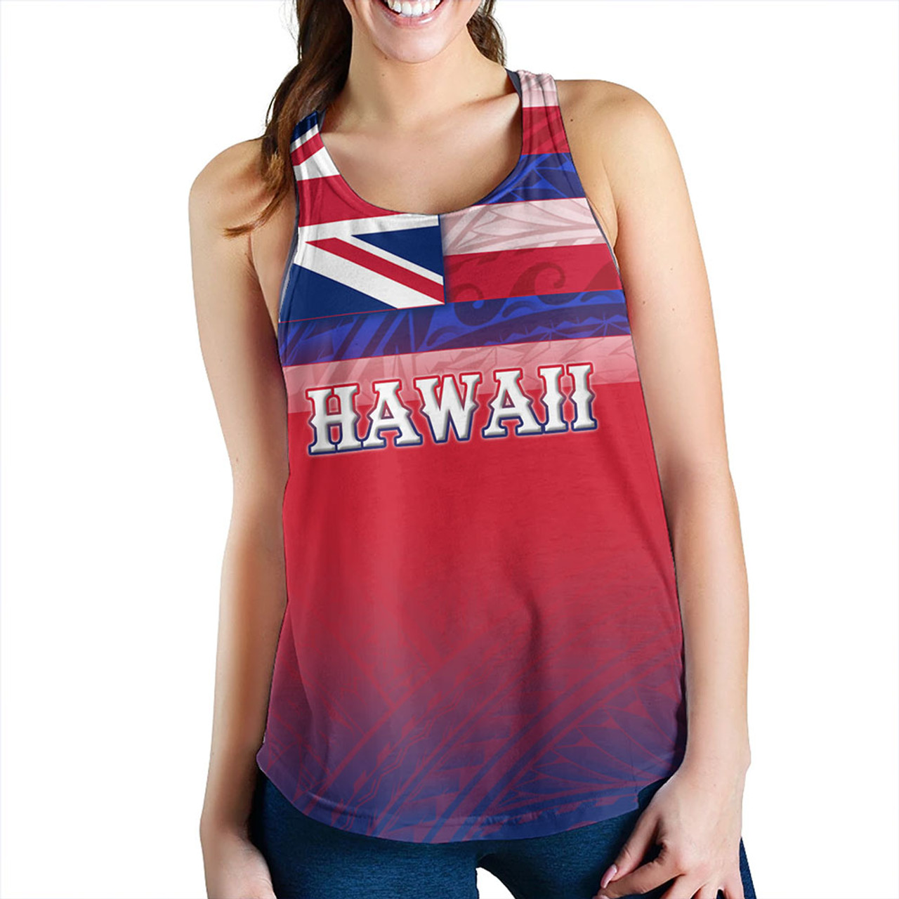 Hawaii Women Tank - Hawaii Flag Color With Traditional Patterns