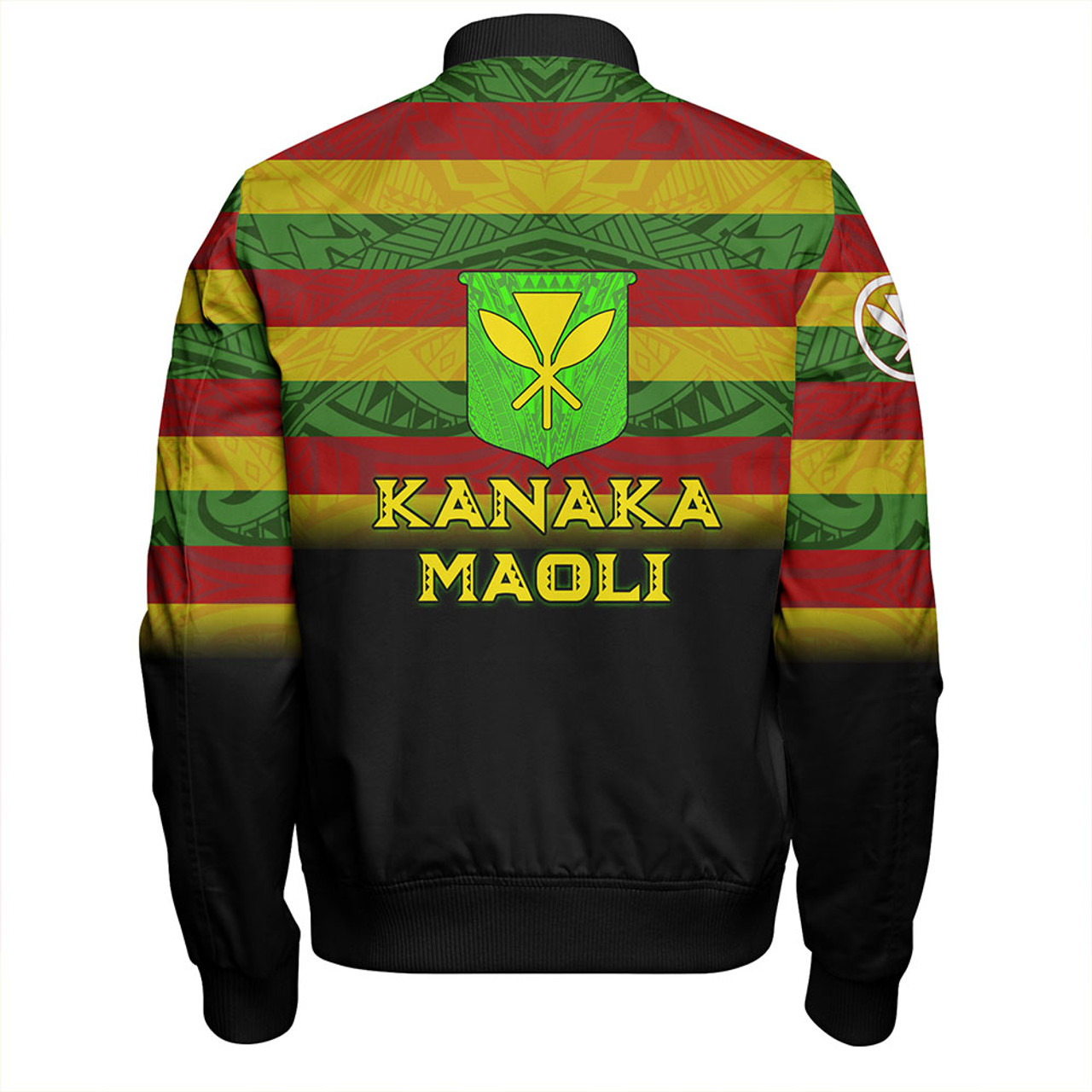 Hawaii Bomber Jacket - Kanaka Maoli Flag Color With Traditional Patterns