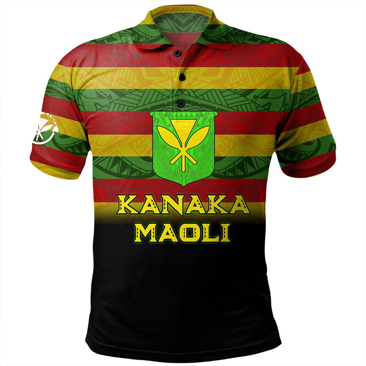 Hawaii Polo Shirt - Kanaka Maoli Flag Color With Traditional Patterns