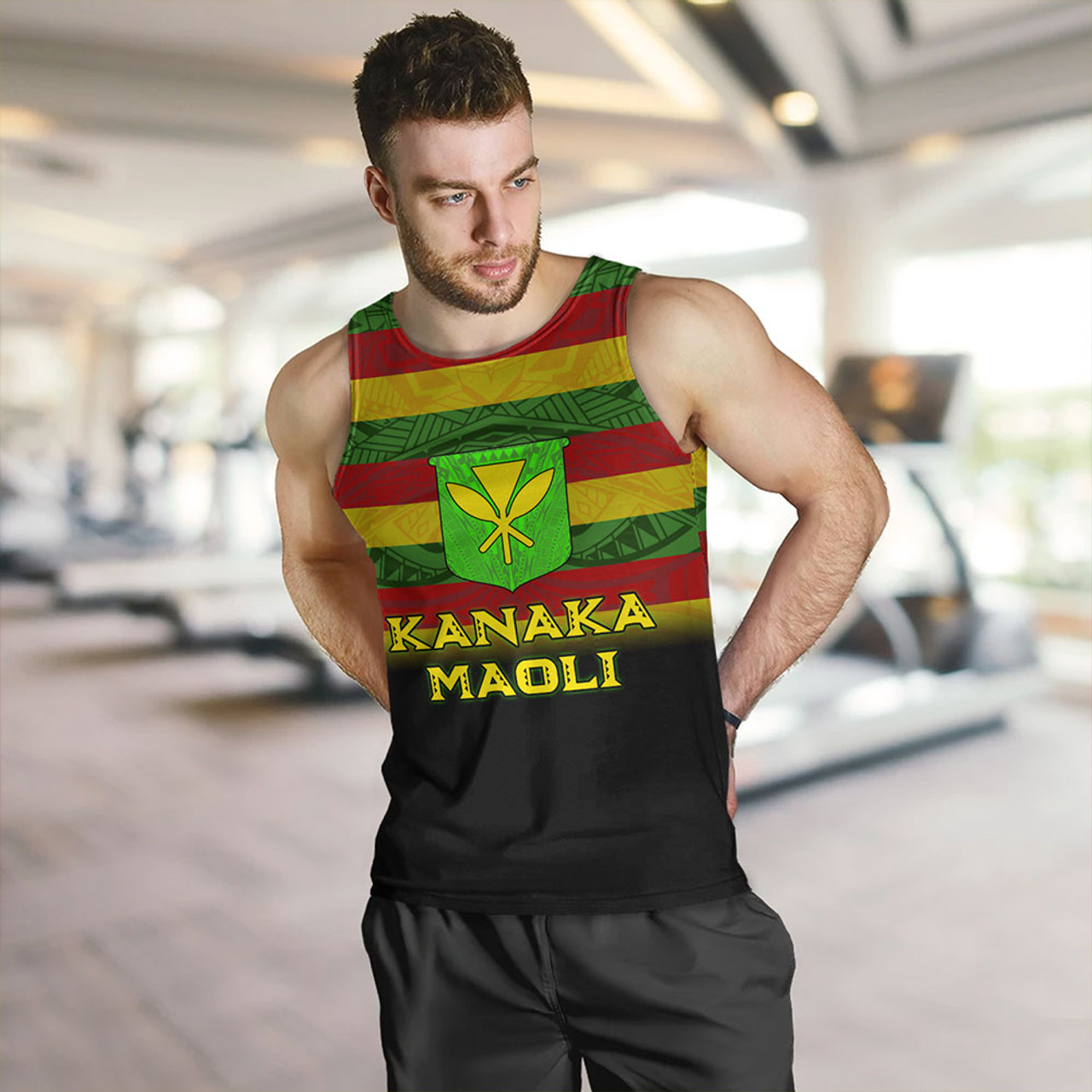 Hawaii Tank Top - Kanaka Maoli Flag Color With Traditional Patterns