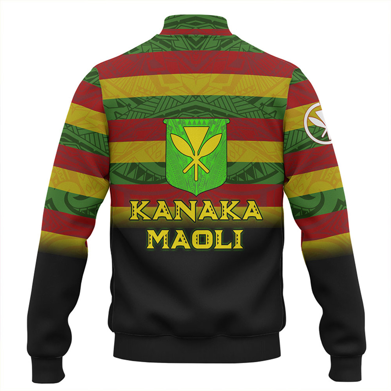 Hawaii Baseball Jacket - Kanaka Maoli Flag Color With Traditional Patterns