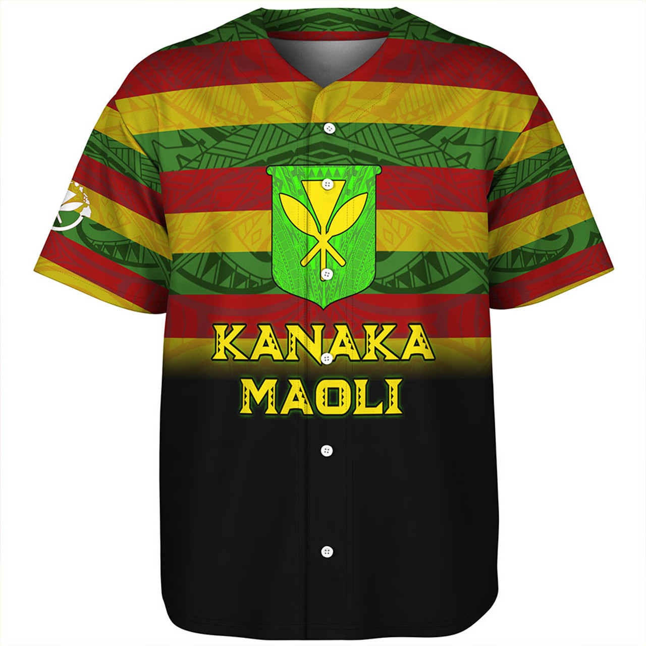 Hawaii Baseball Shirt - Kanaka Maoli Flag Color With Traditional Patterns