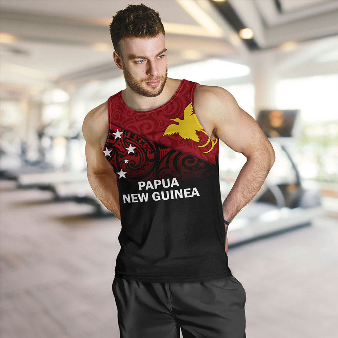 Papua New Guinea Tank Top - PNG Flag Color With Traditional Patterns