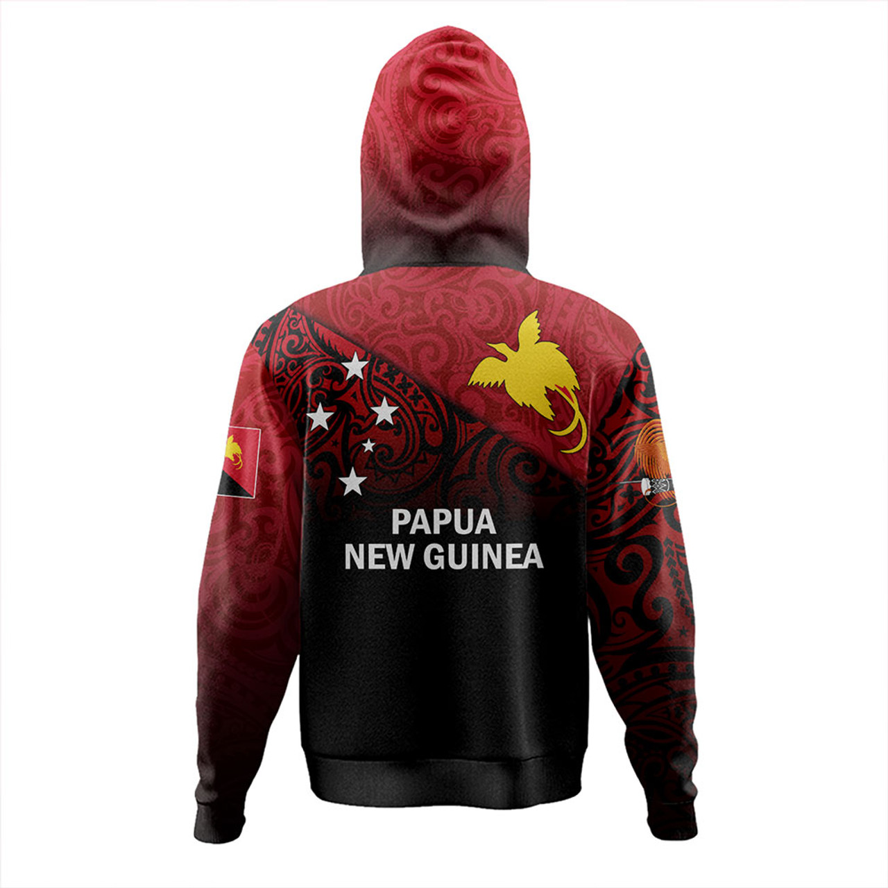 Papua New Guinea Hoodie - PNG Flag Color With Traditional Patterns