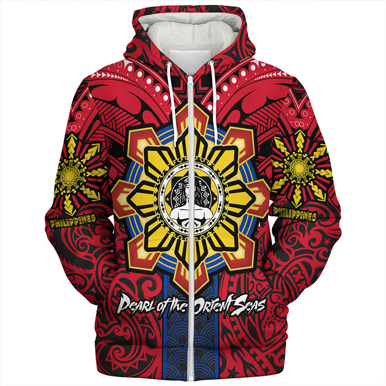 Philippines Sherpa Hoodie The Story of Lapu-Lapu Pearl of the Orient Seas Tribal Pride