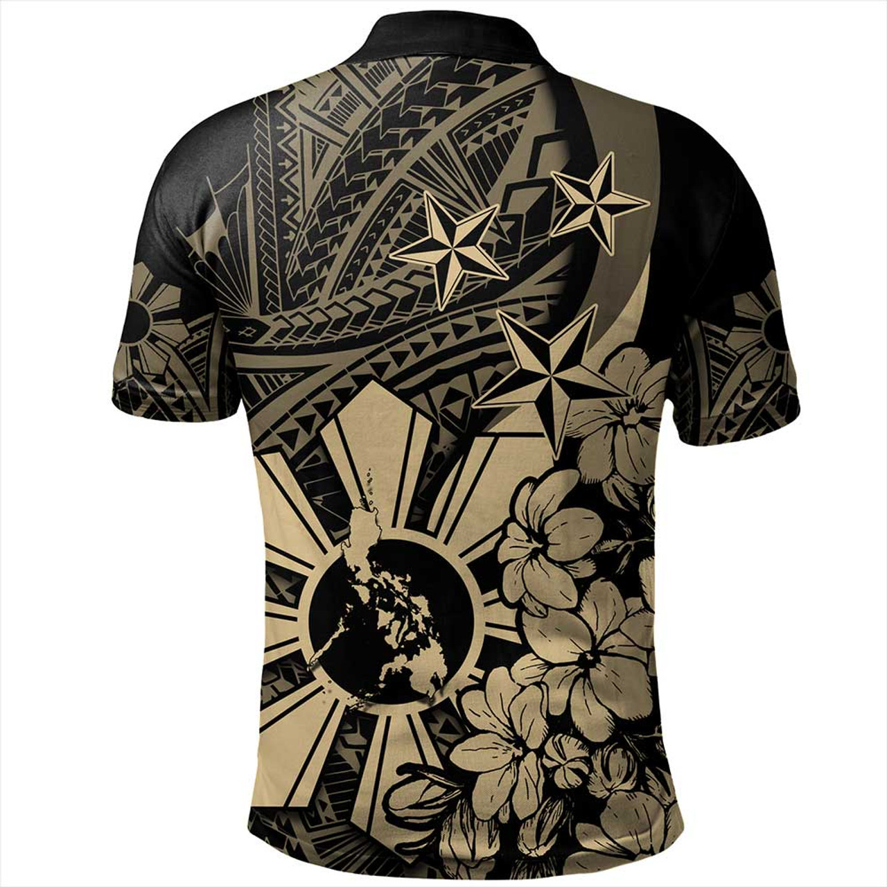 Philippines Polo Shirt Polynesian Pattern Filipino Sampaguita