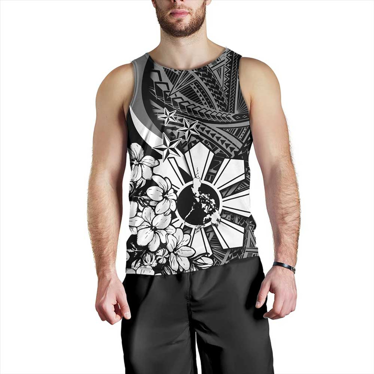 Philippines Tank Top Polynesian Pattern Filipino Sampaguita