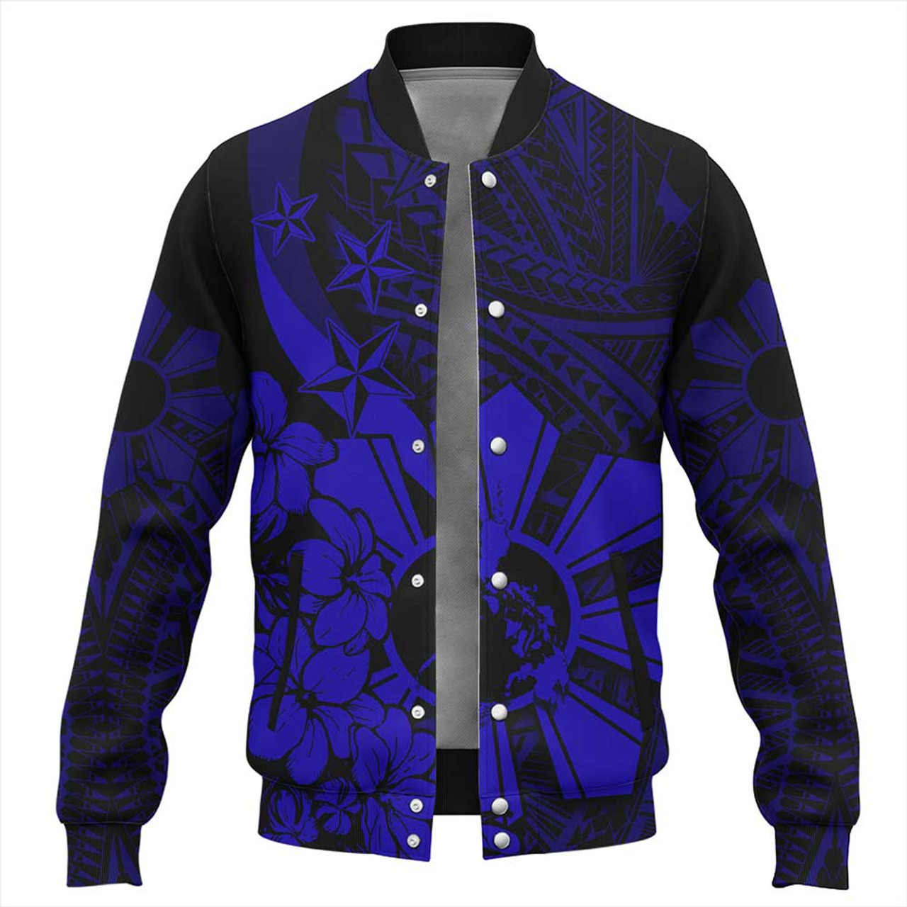 Philippines Baseball Jacket - Polynesian Pattern Filipino Sampaguita