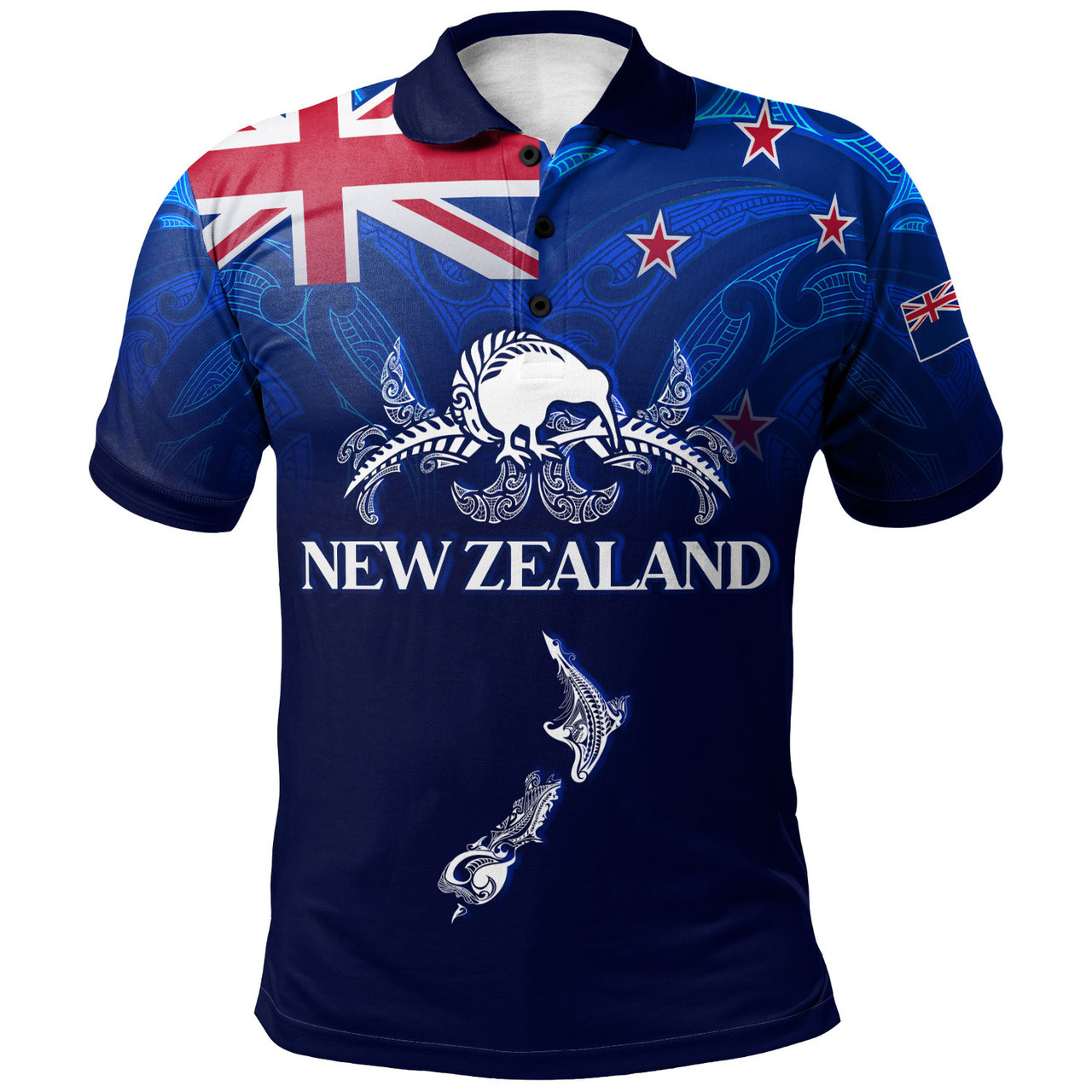 New Zealand Polo Shirt - Custom Map Kiwi Bird Mascot ( Kid )