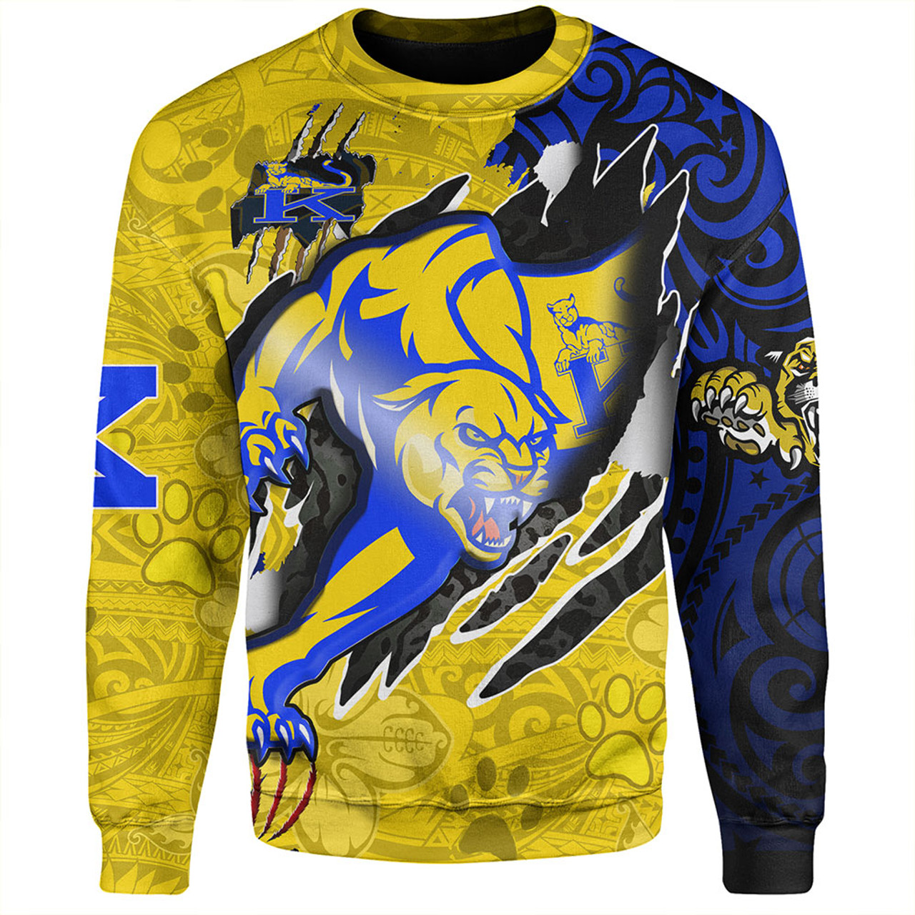 Hawaii Sweatshirt Custom Henry J. Kaiser High School Super Cougar Arm Sleeve Polynesian Tattoo