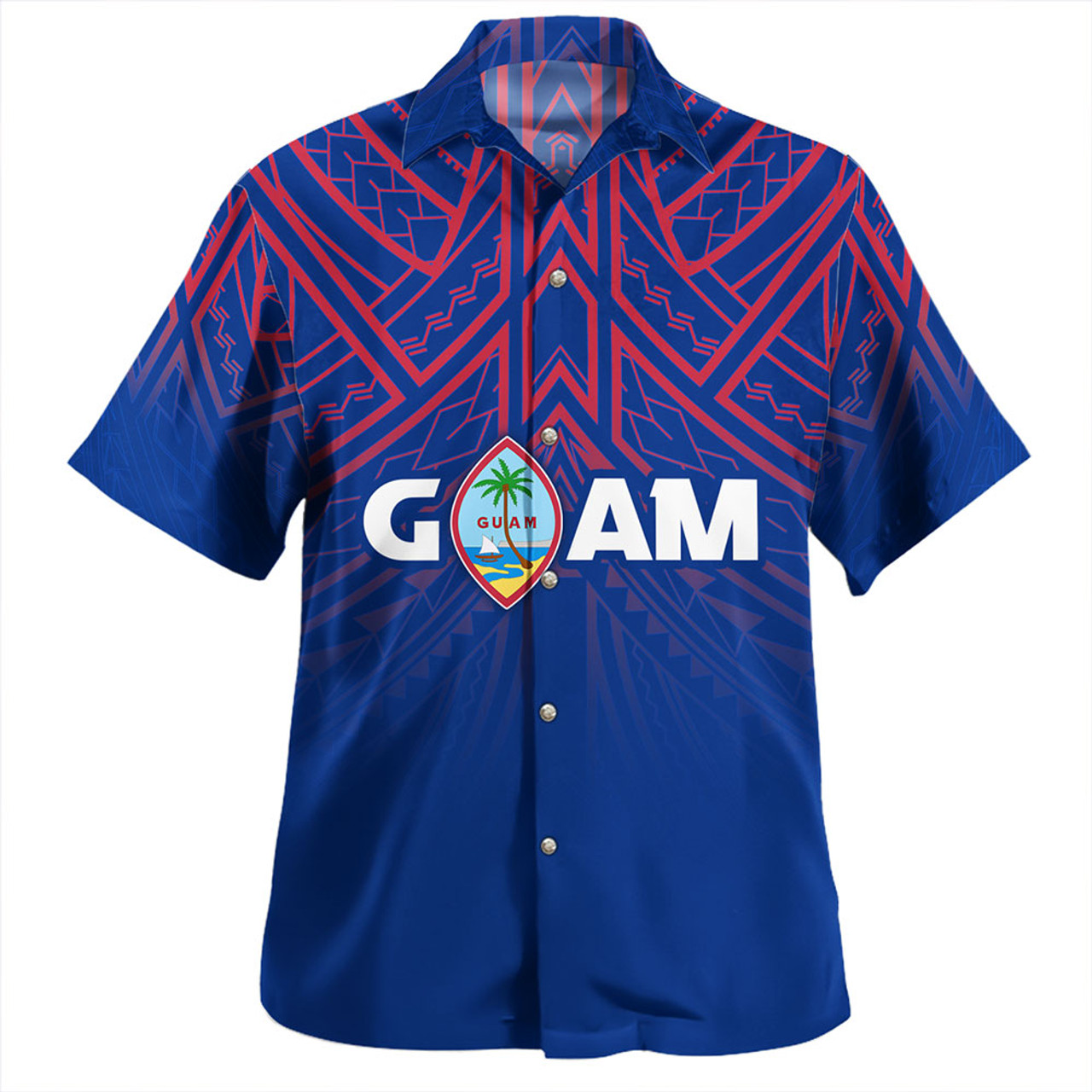 Guam Hawaiian Shirt - Flag Color With Traditional Patterns
