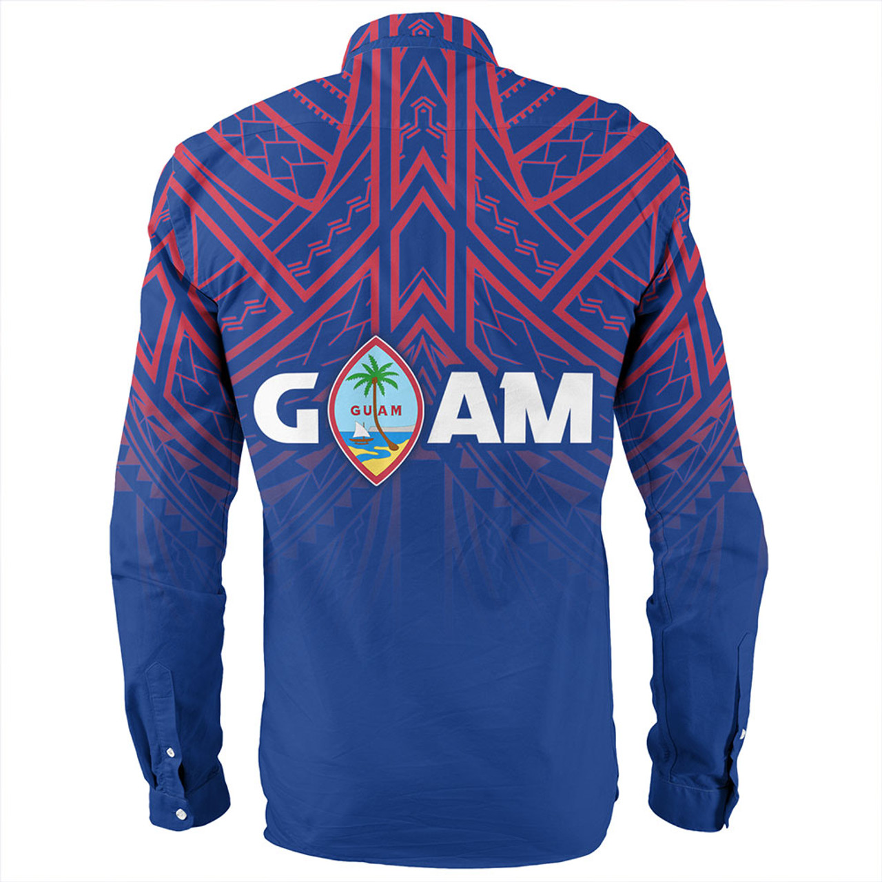 Guam Long Sleeve Shirt - Flag Color With Traditional Patterns