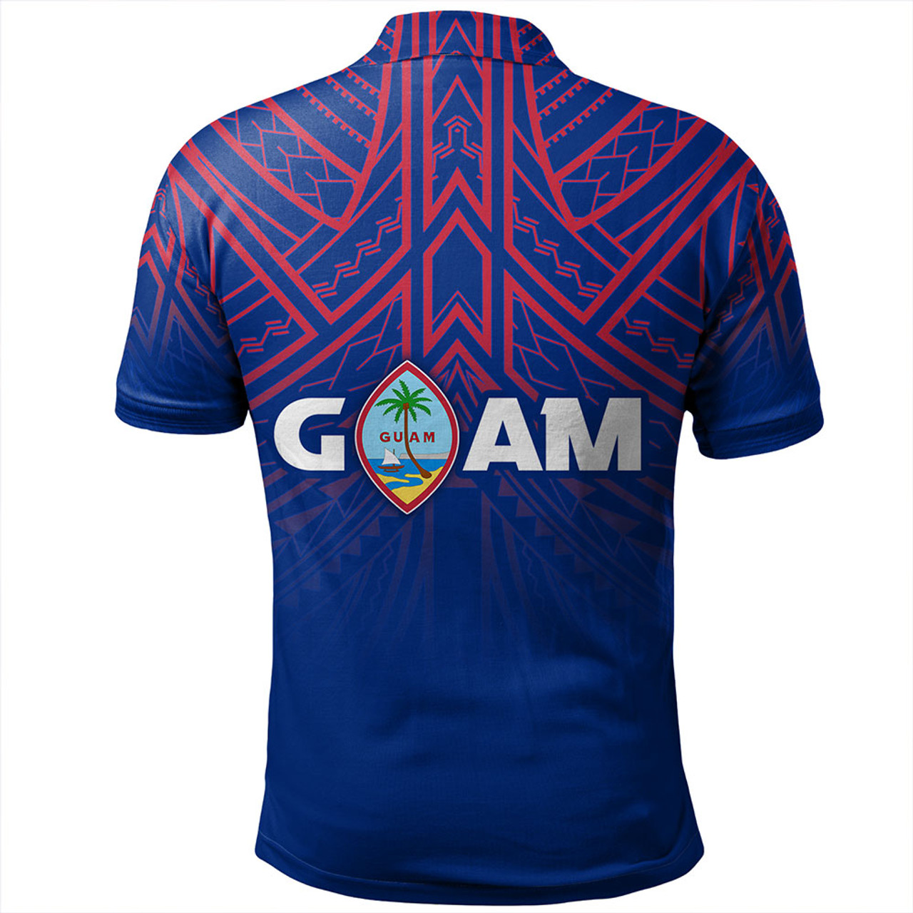 Guam Polo Shirt - Flag Color With Traditional Patterns