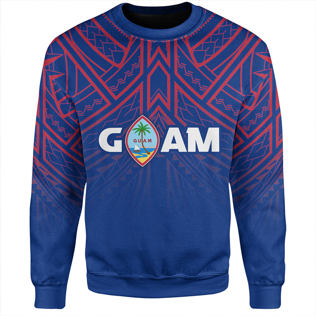 Guam Sweatshirt - Flag Color With Traditional Patterns