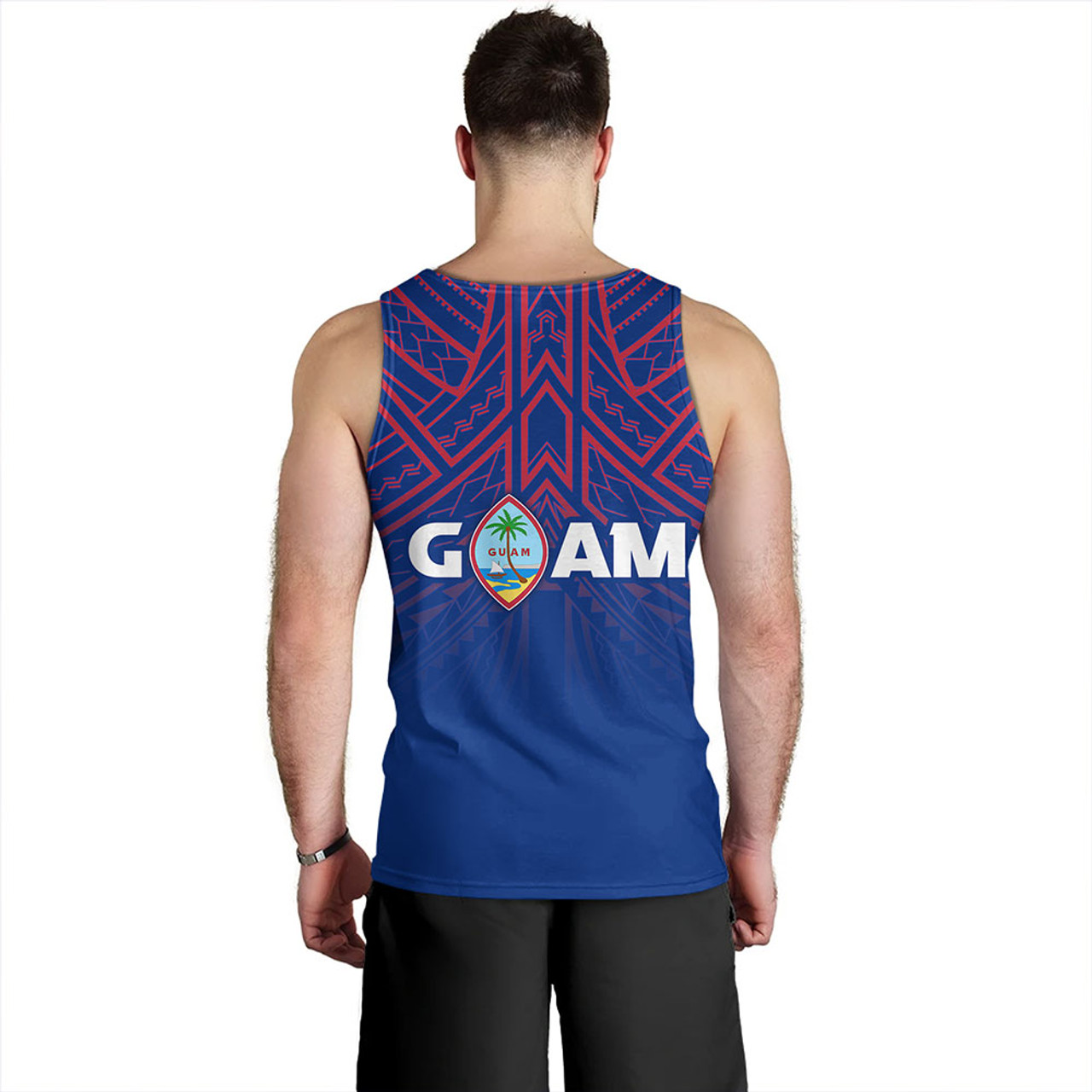 Guam Tank Top - Flag Color With Traditional Patterns