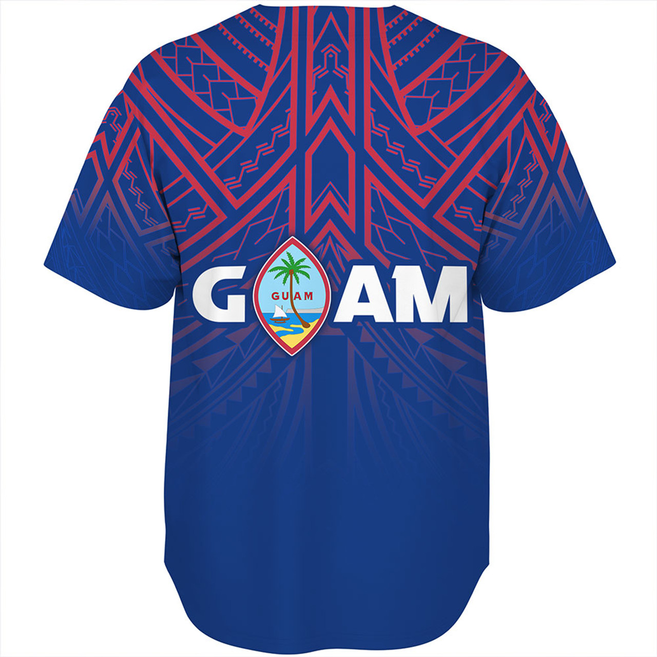 Guam Baseball Shirt - Flag Color With Traditional Patterns
