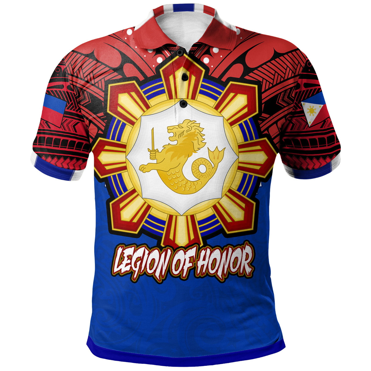 Philippines Polo Shirt - Custom Philippine Legion of Honor Tribal Style
