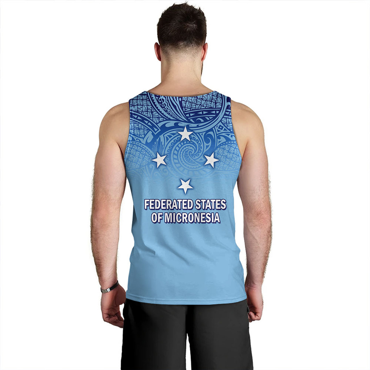 Federated States Of Micronesia Tank Top - Flag Color With Traditional Patterns