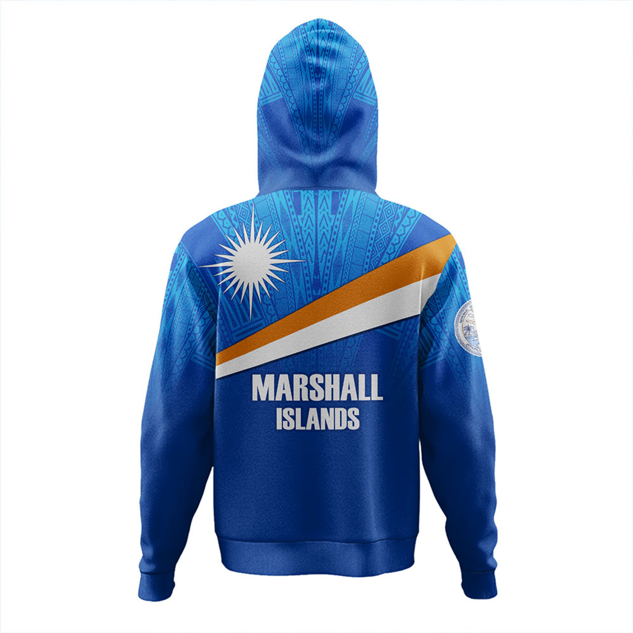Marshall Islands Hoodie - Flag Color With Traditional Patterns
