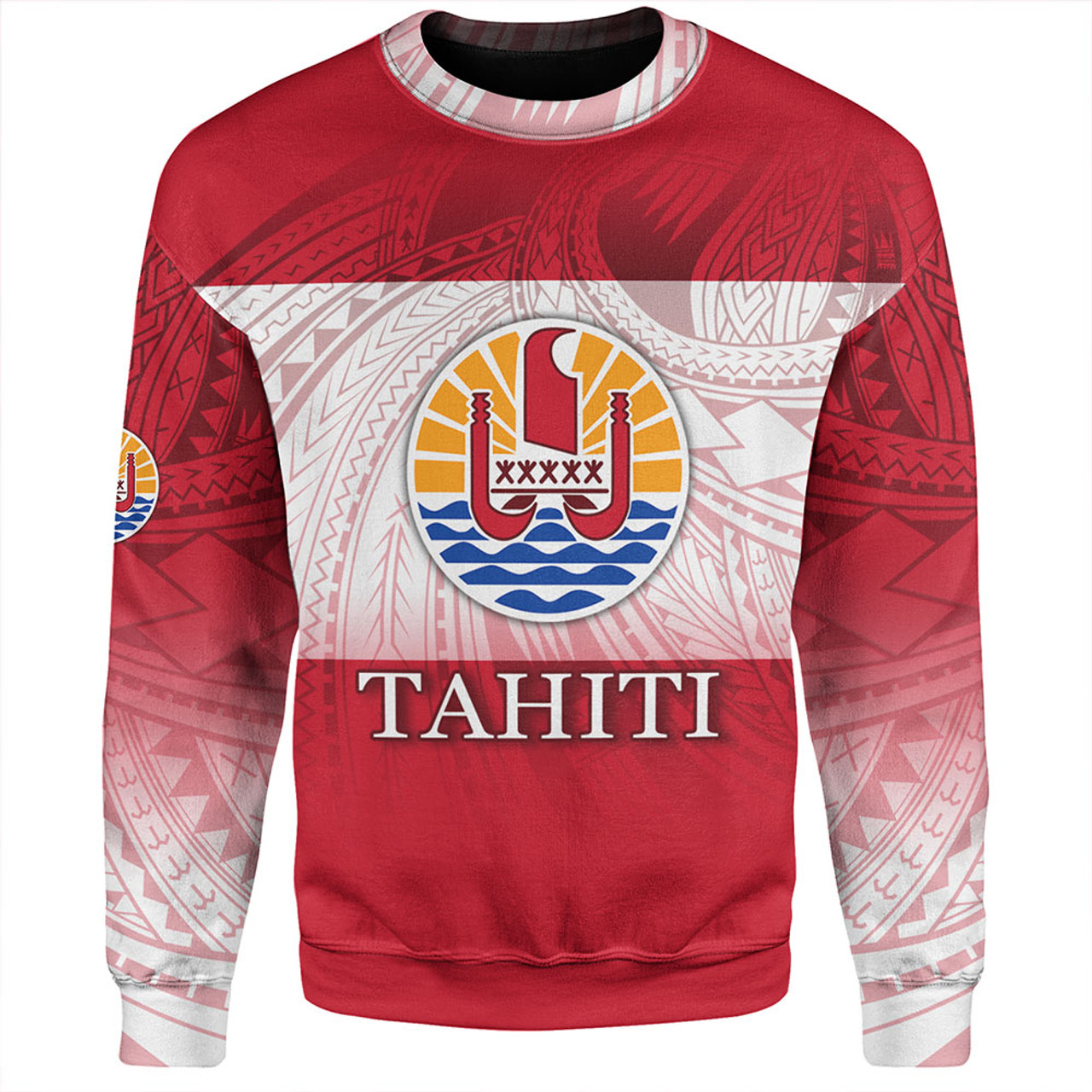 Tahiti Sweatshirt - Flag Color With Traditional Patterns