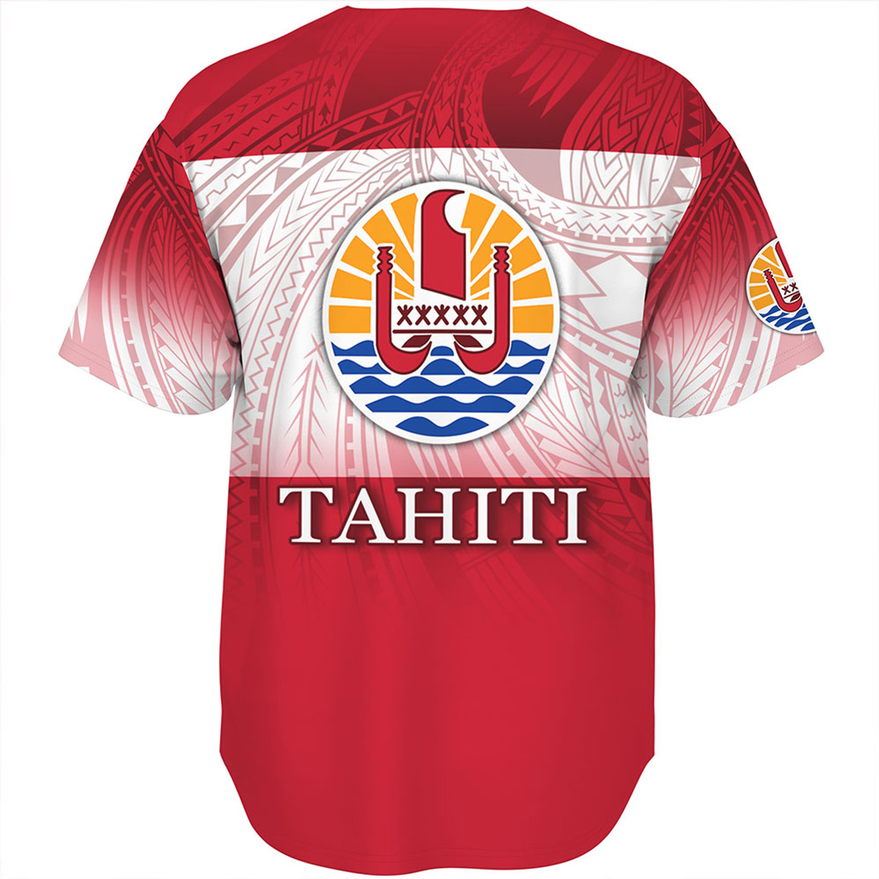 Tahiti Baseball Shirt - Flag Color With Traditional Patterns